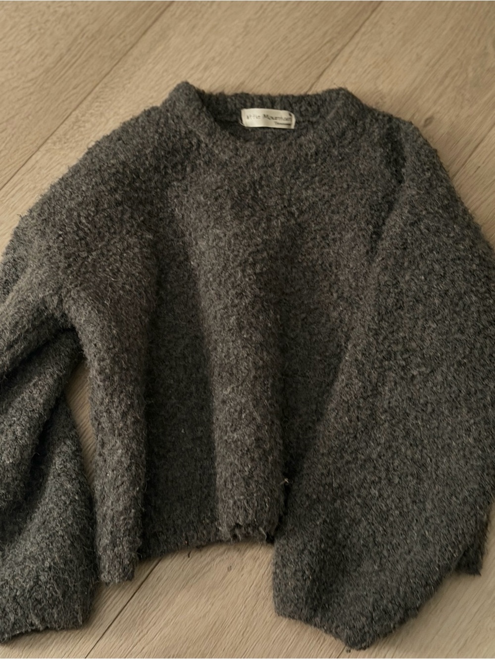 Women’s Dark Gray Bouclé Crewneck Sweater